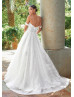 Beaded Off Shoulder Ivory Lace Romantic Wedding Dress